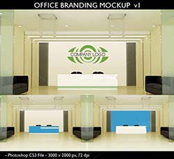 公司前台品牌展示模型：Office Branding Mockup v1